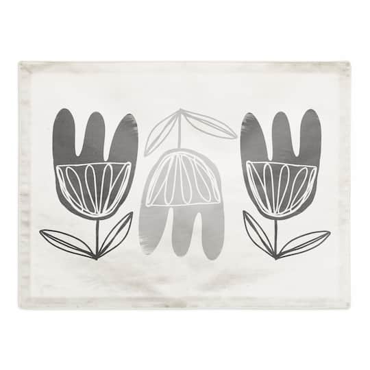 Mid Mod Gray Florals 18" x 14" Cotton Twill Placemat